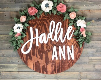 Shiplap Round Nursery Name, Custom Name Cutout, Circle Name Sign, Baby Shower Gift, Personalized Baby Shower Gift