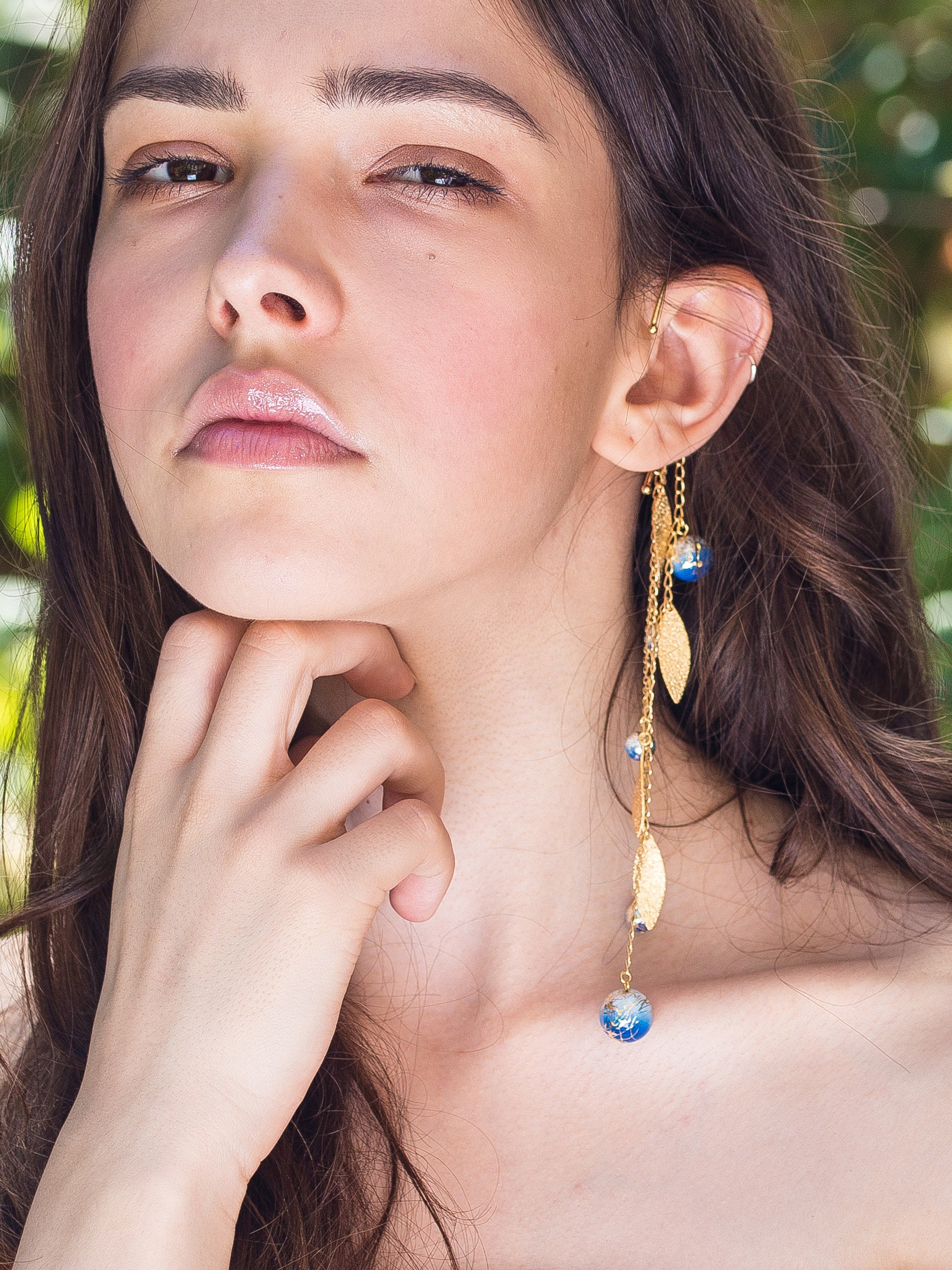 AZURE// Gold dangle ear cuff Gold leaf Gold trace on Etsy