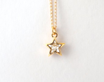 SPICA//  14K gold filled necklace, Swarovski crystal star (8mm), 1.2mm link curb chain, 16 inch