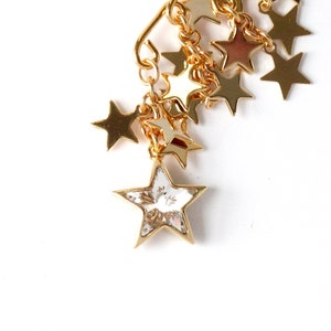 STAR LIGHTS// Gold dangle ear cuff, Swarovski crystal star, Star cluster, Wrap earring, Great Gift image 3