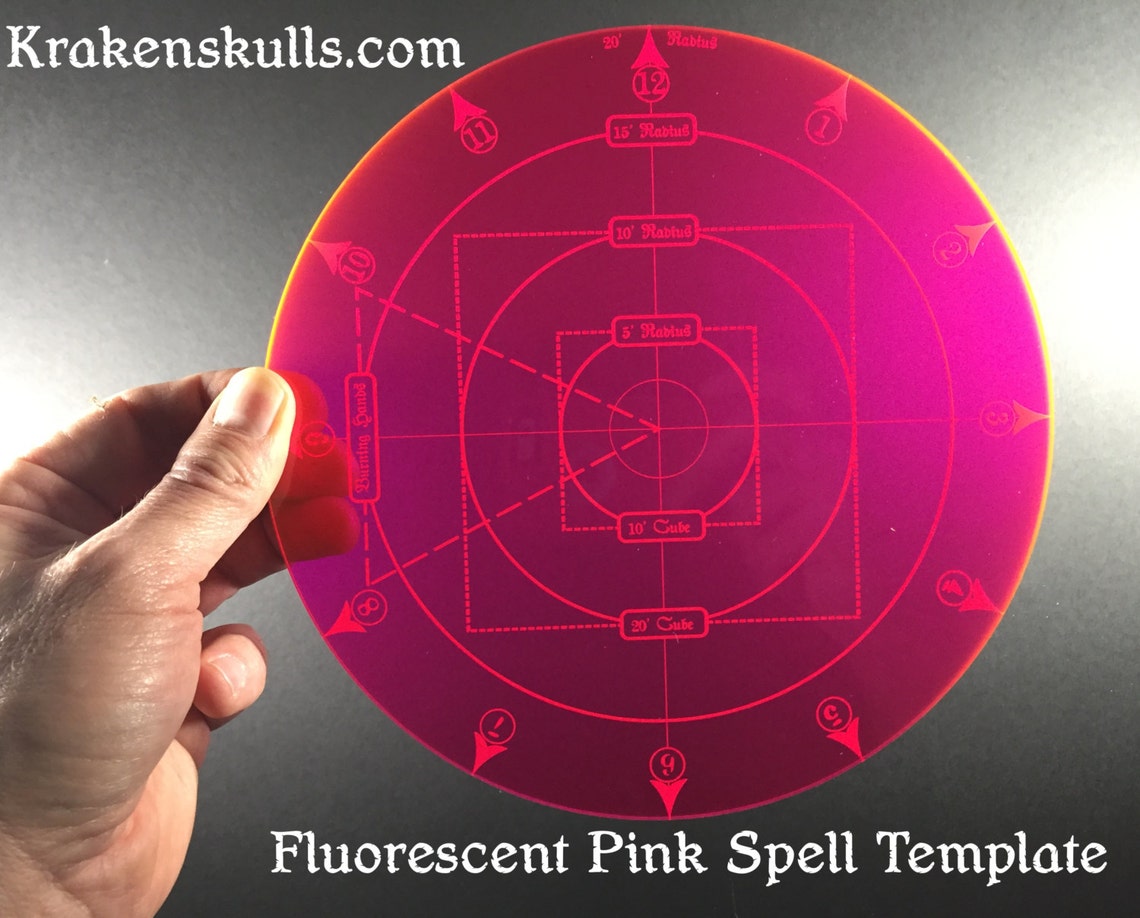 Spell Template for 5th Edition D&D Pathfinder and Other Etsy