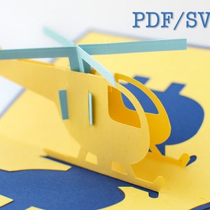 Templates PDF & SVG for Helicopter 3D pop up card [NOT for Cricut]