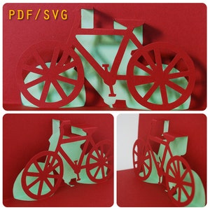 Templates PDF & SVG easy diy for Bike 3D pop up card [NOT for Cricut]