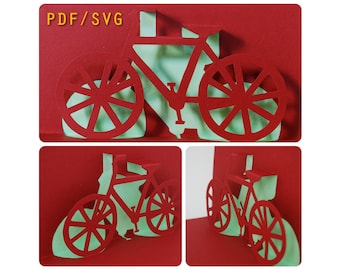 Templates PDF & SVG easy diy for Bike 3D pop up card [NOT for Cricut]
