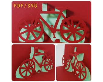 Templates PDF & SVG easy diy for Bike 3D pop up card [NOT for Cricut]