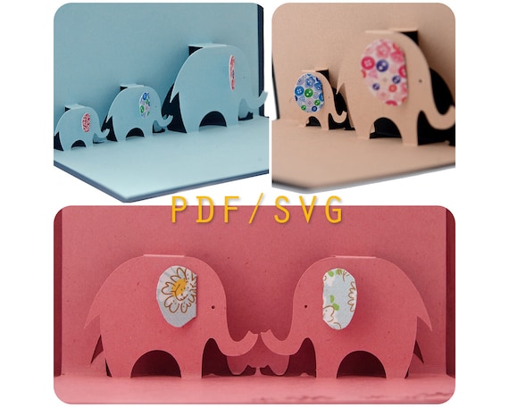 Download Templates Pdf Svg For Elephant Lovers Family 3d Pop Up Card Etsy