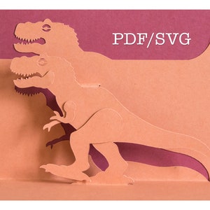 Vorlagen PDF & SVG diy für T-rex Dinosaurier leere 3D-Popup-Karte [NICHT für Cricut]