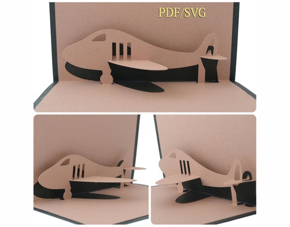 Download Templates Pdf Svg For Plane Airplane Blank 3d Pop Up Card Etsy
