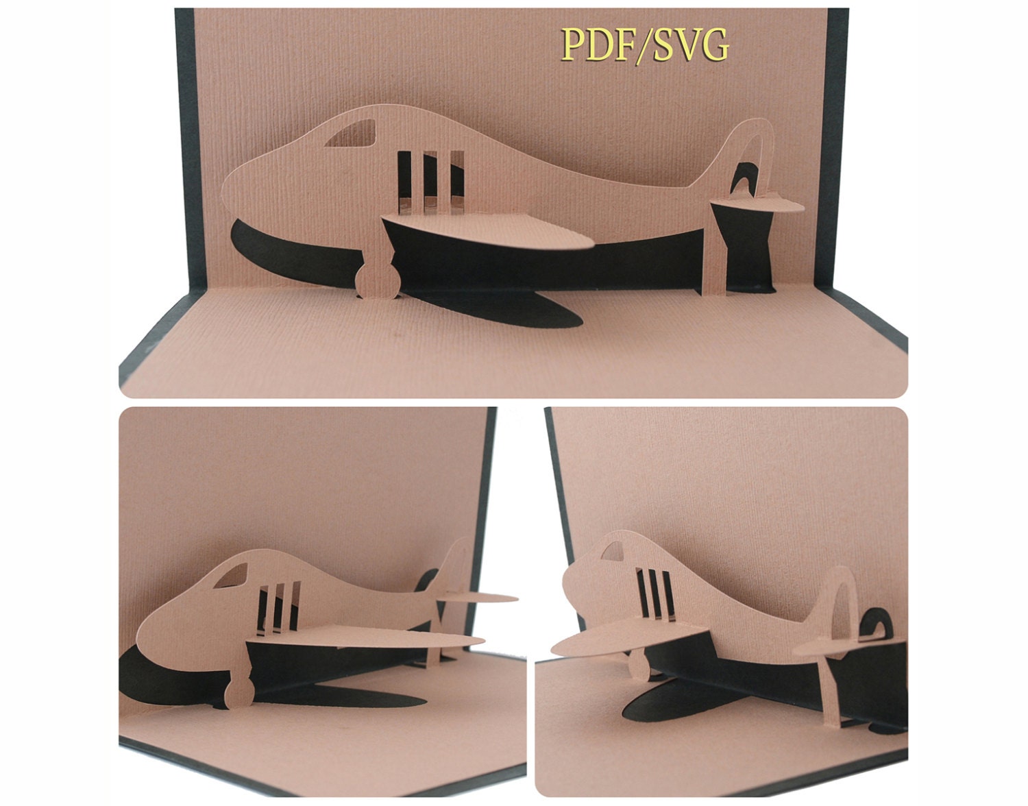 Download Templates Pdf Svg For Plane Airplane Blank 3d Pop Up Card Etsy