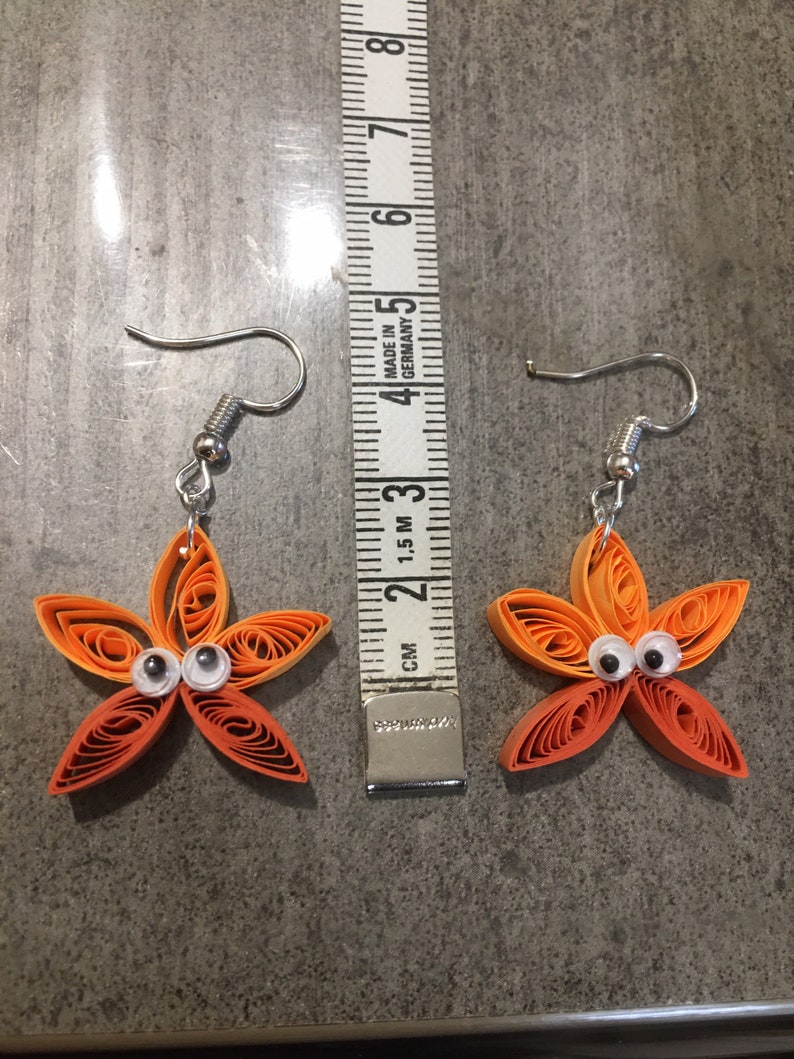 Earrings quilling pendant little star star seas holiday orange duo