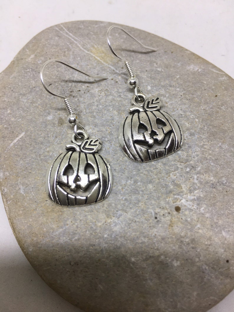 Halloween cute pumpkin gold medal silver earrings