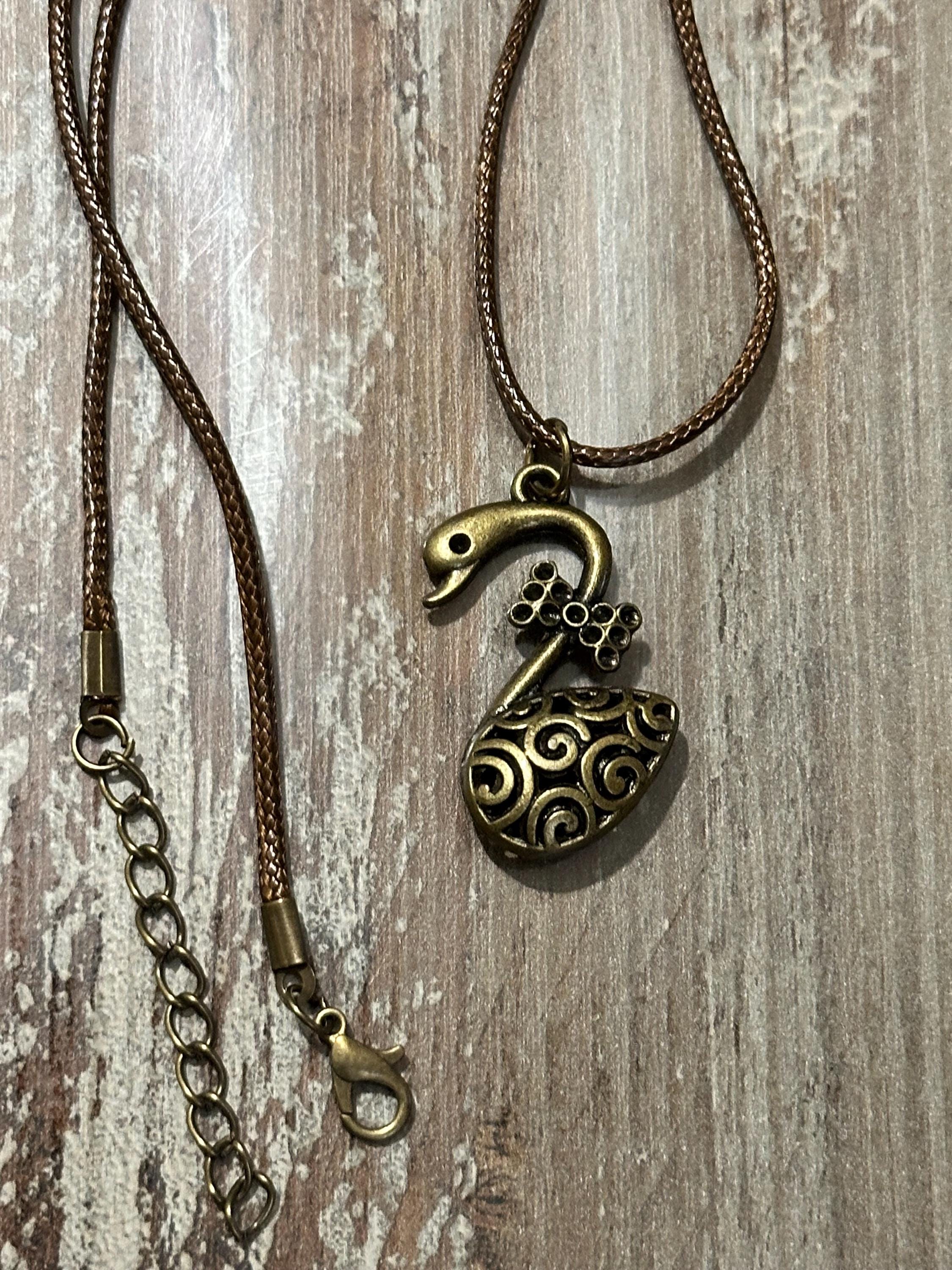 Collier Chaîne Bronze 46,5 Cm Avec Pendentif Cygne - Neuf Sans Emballage
