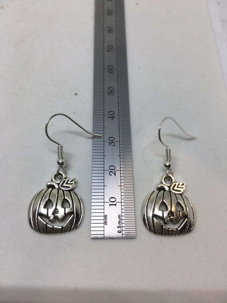 Halloween cute pumpkin gold medal silver earrings