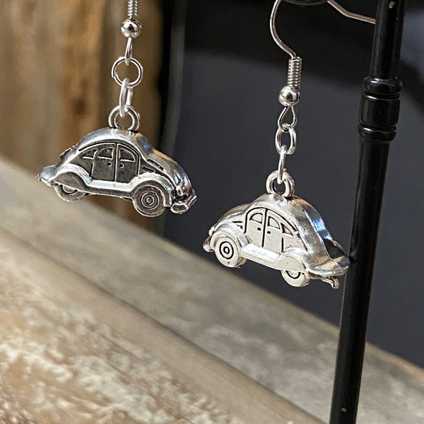 Boucles d’oreilles pendante en métal voiture cox coccinelle, 2cv