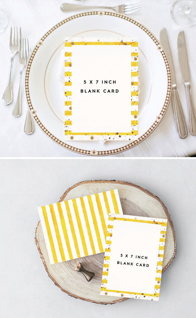 Printable Blank Card Yellow Stripes Card Blank Invitation Etsy