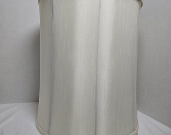MCM Light Cream/Ivory LG Textured Fabric Linen Drum Barrel Shade 17" Tapered