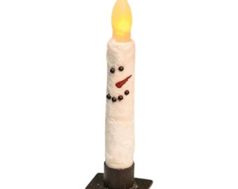 Textured Snowman Timer Taper, Snowman Candle, Timer Candles, Taper Candles, Snowman Decor, Winter Candle Decor, Decorative Timer Candle