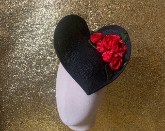 In stock -  40's inspired straw 'sweet heart' tilt hat