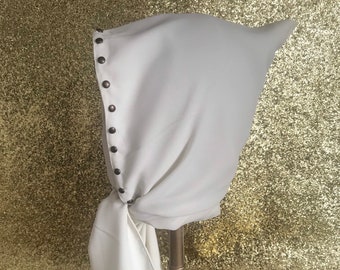Vintage 1940s inspired evening hood with scarf - stud detail - Made to order