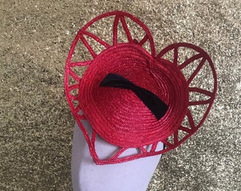Made to order -  40's inspired straw 'sweet heart' tilt hat