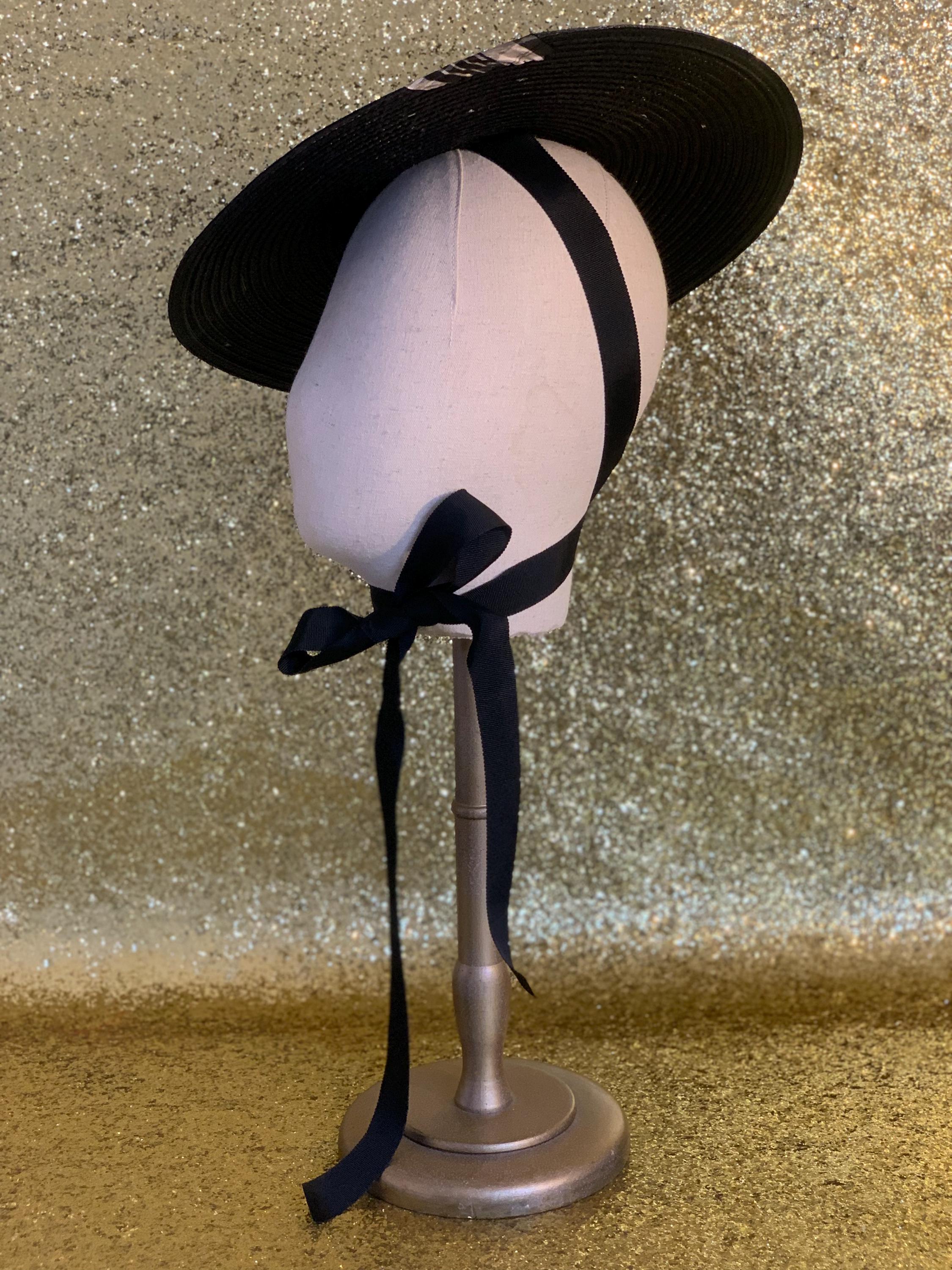 Vintage 1940s / 1950s Style Conical Summer Hat With Bow  display picture 2