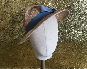 Made to order - 30s inspired summer straw sun hat with short flat brim