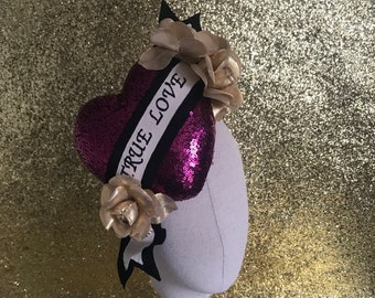 Made to order - 50s inspired ‘True Love’ bubble heart cocktail hat