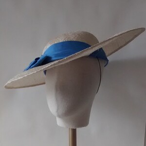 Vintage 1930s inspired straw sun hat with silk under turban Made to order image 4