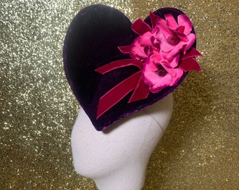 In stock -  40's inspired velvet 'sweet heart' tilt hat