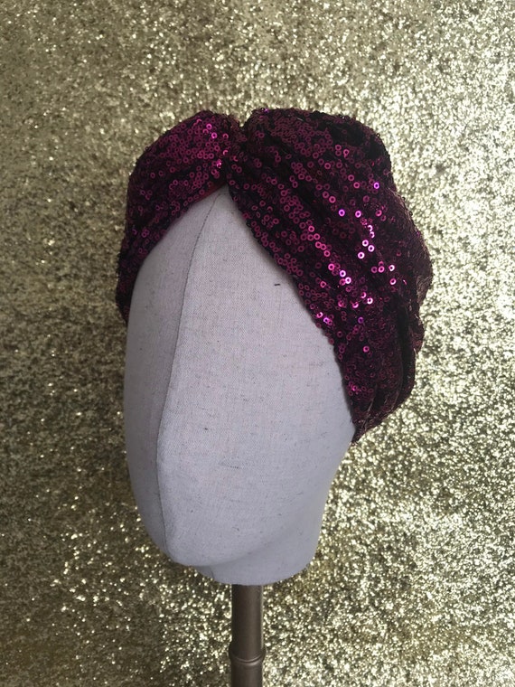 Vintage 1940s Inspired Super Sequin Turban - Made to Order  display picture 3