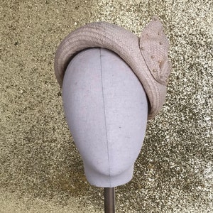 Vintage 1950s inspired straw formed beret with pearl detail - made to order