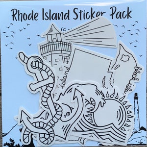 Rhode Island-stickerpakket | Golfsticker | Sticker Rhode Island | Sticker eiland blokkeren | Sticker vuurtoren | Ankersticker