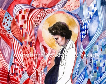 Santa Gianna Molla, Ilustración en acuarela