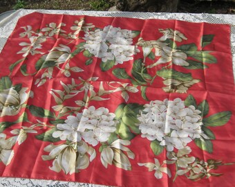 Silk Scarf, Plumeria and Orchids Floral , Ann Taylor Vintage Scarf