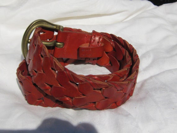 Braided Leather Belt, Brass Buckle, DKNY - image 5