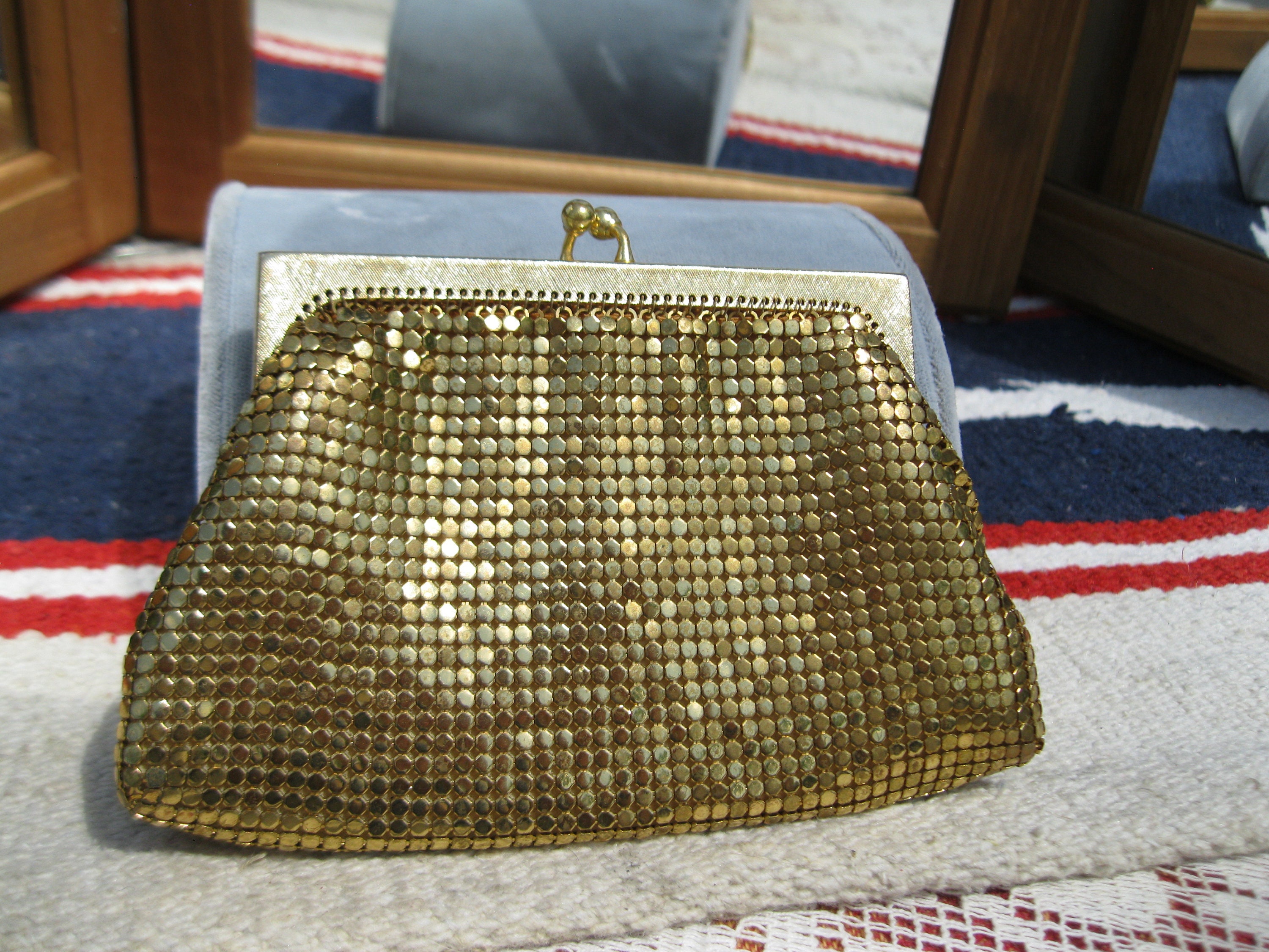 Vintage Whiting & Davis Gold Mesh Purse Made In USA • PreAdored®  Sustainable Luxury