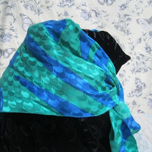 Blue and Green Triangular Silk Scarf