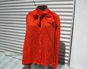 Italian Designer Blouse, Silk Collar Tie Blouse