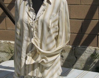 Escada Silk Ruffled Blouse, Vintage Designer Shirt