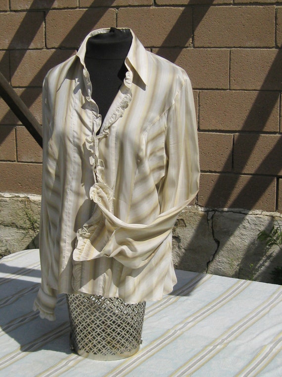 Escada Silk Ruffled Blouse, Vintage Designer Shirt