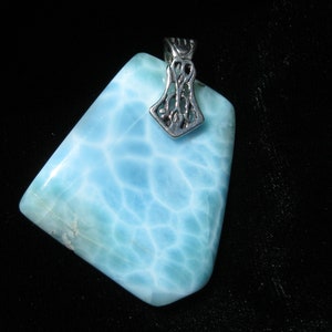 Larimar Freeform Pendant, with detailed Bale