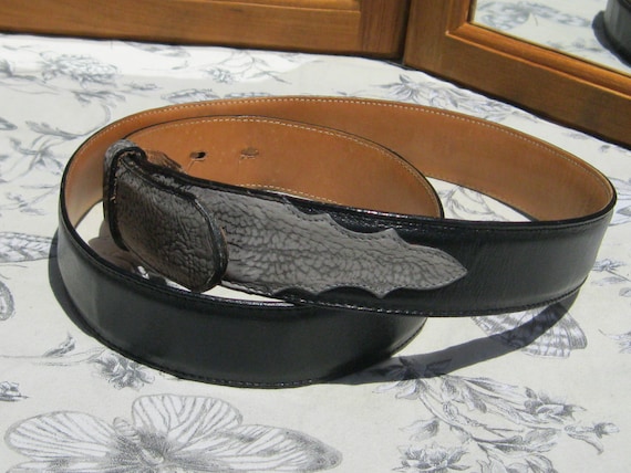 Vtg Tony Lama Black Belt Silver Concho Leather Belt Western Cowboy SIZE 26 Women main image 4