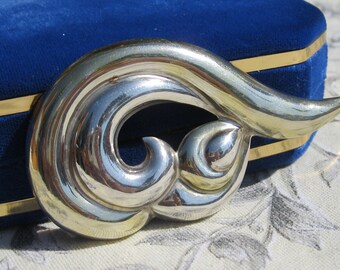 Mexican Sterling Silver Large Brooch, Vintage Mexican Brooch