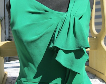 Rare ! Vintage Oscar de la Renta Designer Dress ,size 8, green silk