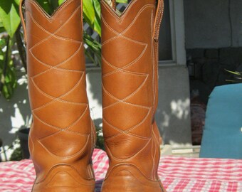 Bottes Western Cowboy Dan Post – Homme, Cuir Marron, Taille 9 D, Vintage USA