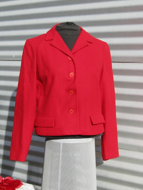 Red  Wool Jacket, by Majestic, 1960's Style