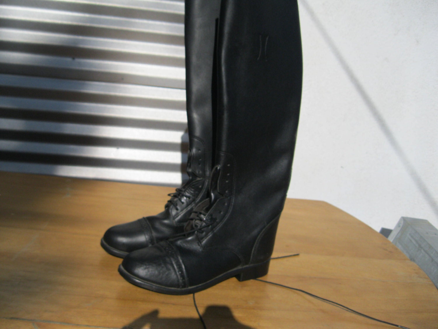 Chanel Black Quilted Leather CC Cap Toe Knee Length Boots Size 38