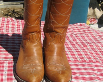 Bottes western cowboy vintage Dan Post Phoenix cuir marron