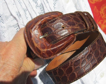 Vintage Reptile Texture Leather Belt, sz 25