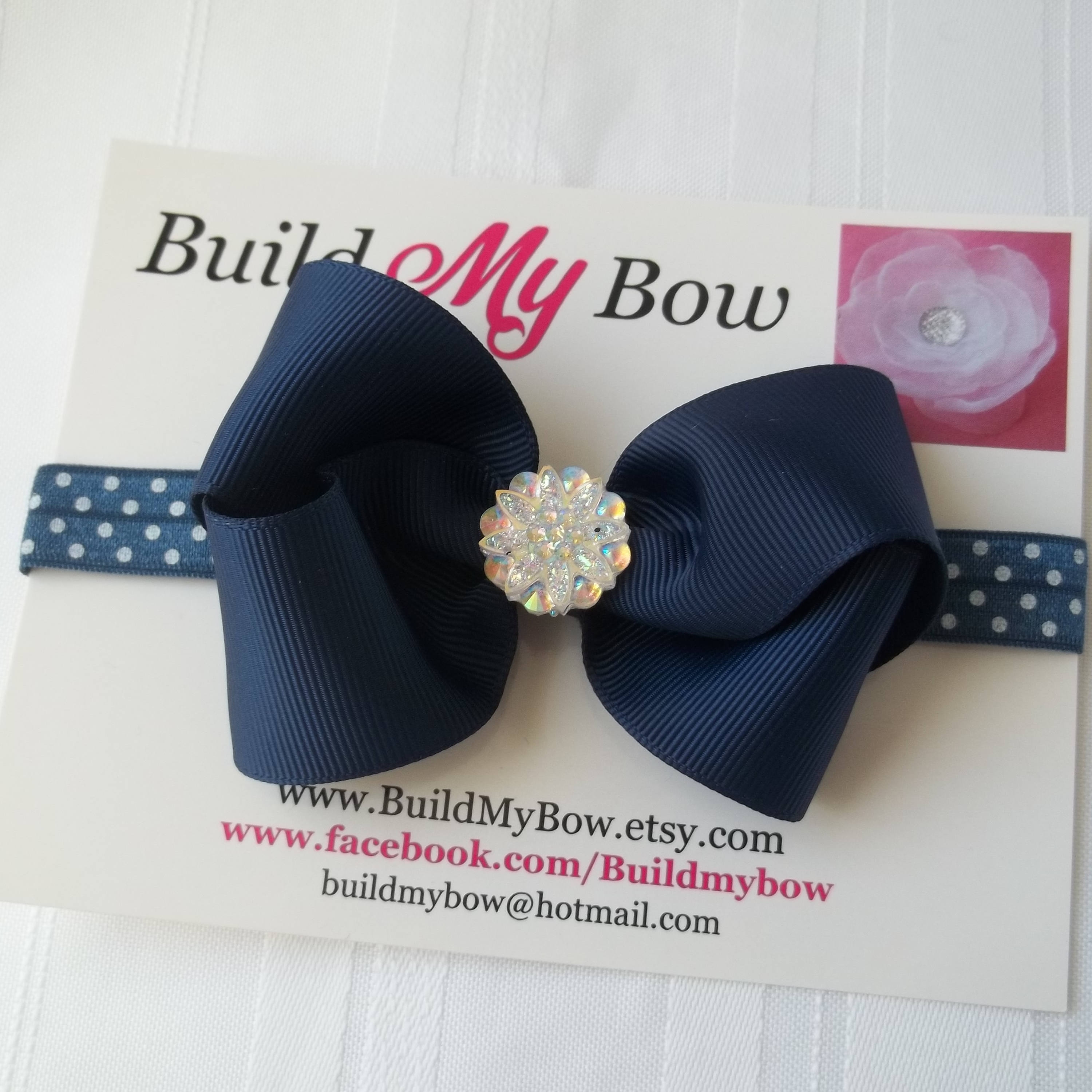 Navy Baby Headband Blue and White Polka Dot Headband Navy Etsy